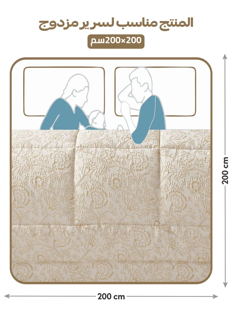 دوناتيلا طقم مفرش فاخر 8 قطع مقاس مزدوج 240×260سم جاكار فاخر  بحشوة 350 جم - يشمل لحاف، شرشف مطاط، أغطية مخدات وخداديّات