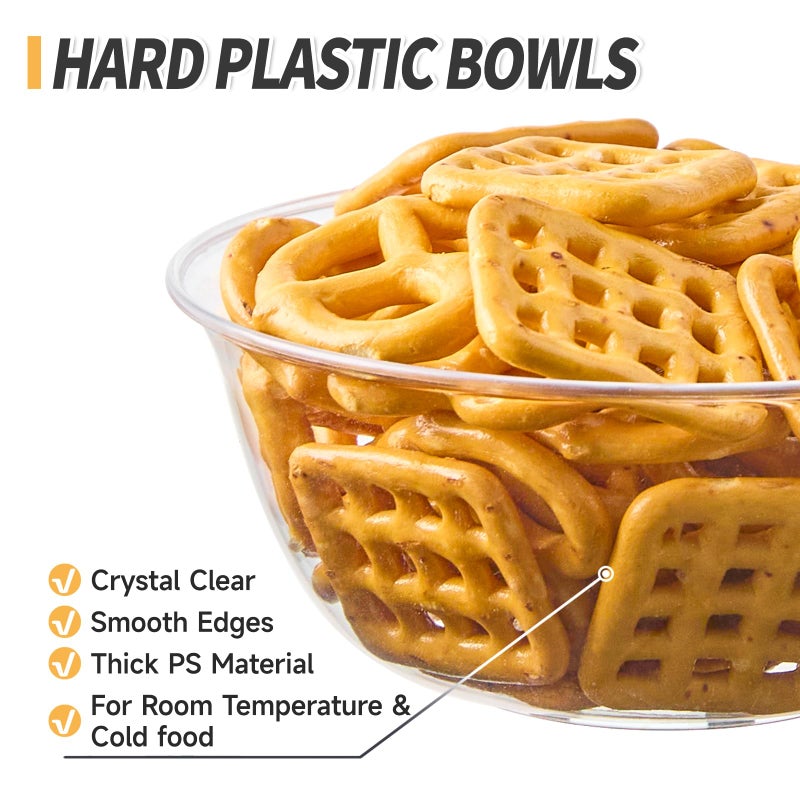 Qeirudu 8 oz Small Clear Plastic Bowls, 100 Pack Disposable Hard Plastic Party Serving Bowls for Fruit, Desserts, Parfaits, Ice Creams, Snacks - Image 3