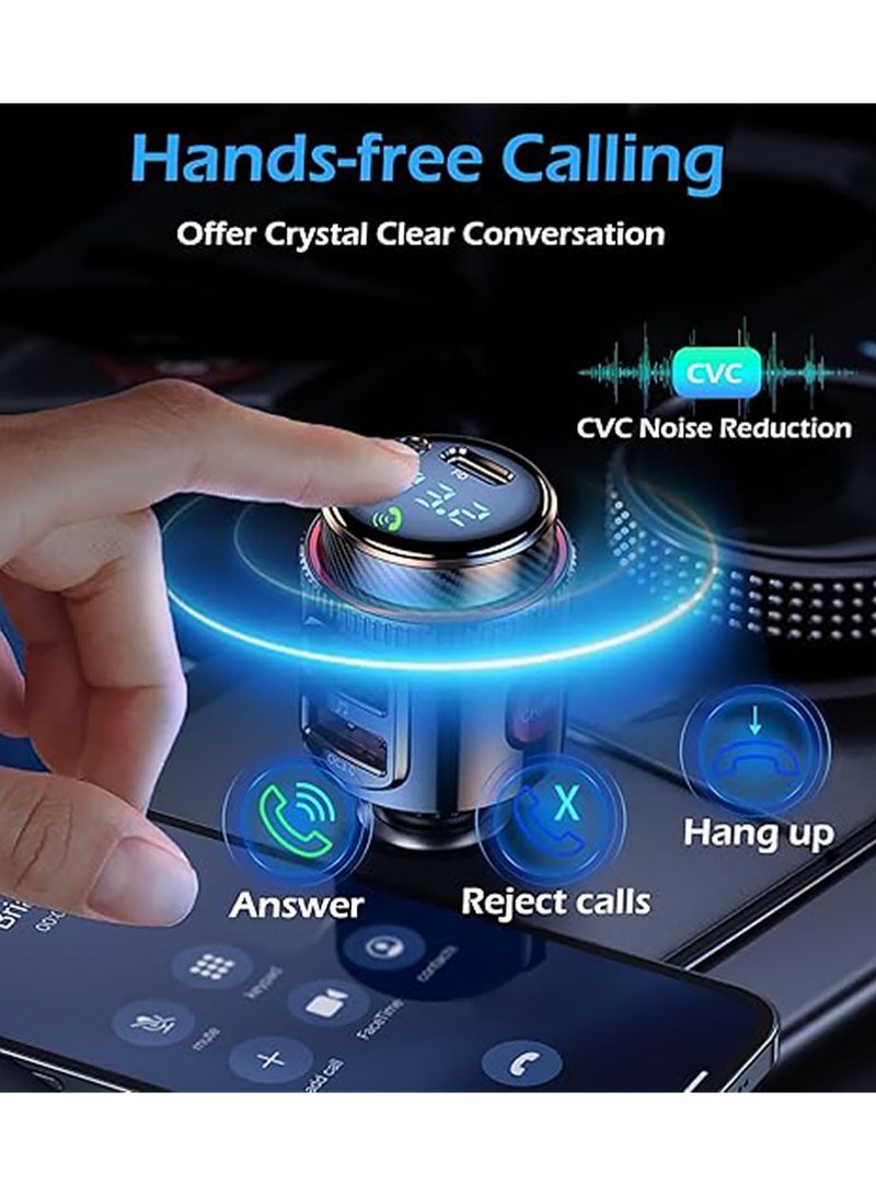 X-level Car Charger,Car Bluetooth Adapter, Wireless FM Transmitter, USB C&QC3.0 Dual Fast Charging, Lighter Radio Music, Supports Hands-Free Siri Google Assistant & USB Drive, HiFi Bass Sound - Image 5