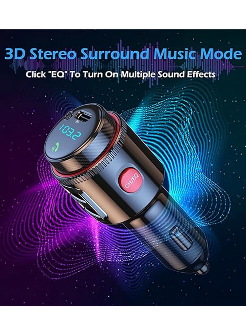 X-level Car Charger,Car Bluetooth Adapter, Wireless FM Transmitter, USB C&QC3.0 Dual Fast Charging, Lighter Radio Music, Supports Hands-Free Siri Google Assistant & USB Drive, HiFi Bass Sound - Image 4