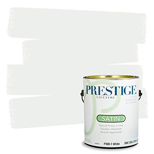 PRESTIGE Paints Interior Paint and Primer in One, 1 Gallon, Satin, White - Image 1
