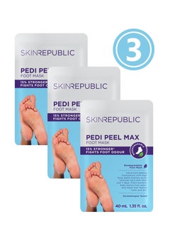 SKIN REPUBLIC Skin Republic Pedi Foot Peel Max 15% Stronger Acids Removes Severely Dry Skin & Cracked Heels After 7 Days, Fights Foot Odour (1 Pair) 40ml - Pack Of 3  - Image 1