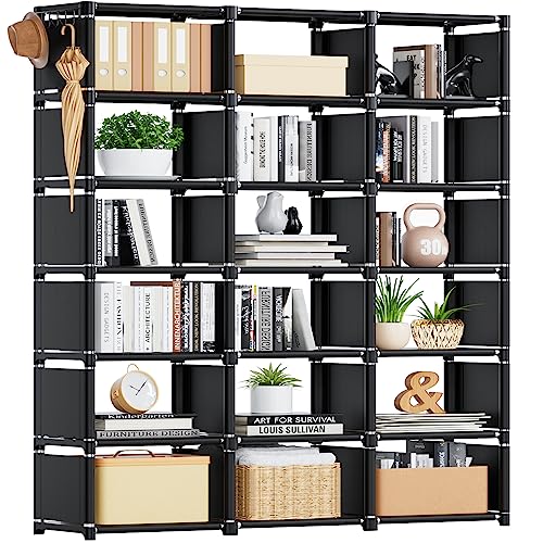 خزانة كتب مافيفيج 18 مكعب رف كتب كبير جدًا منظم تخزين مكعبات DIY لغرفة النوم غرفة المعيشة المكتب المنزلي أسود
