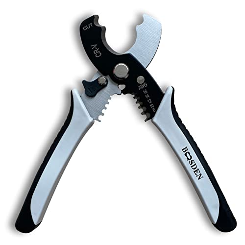 BOOSDEN Wire Cutters Stripper, BOOSDEN 8 inch Cable Cutters, Awg Wire Cutters,Precision Wire Stripper,Heavy Duty Cable Cutters, Spring Cable Cutting Pliers for Aluminum Wire,Communications Cable Cutting - Image 1