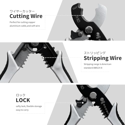 BOOSDEN Wire Cutters Stripper, BOOSDEN 8 inch Cable Cutters, Awg Wire Cutters,Precision Wire Stripper,Heavy Duty Cable Cutters, Spring Cable Cutting Pliers for Aluminum Wire,Communications Cable Cutting - Image 3