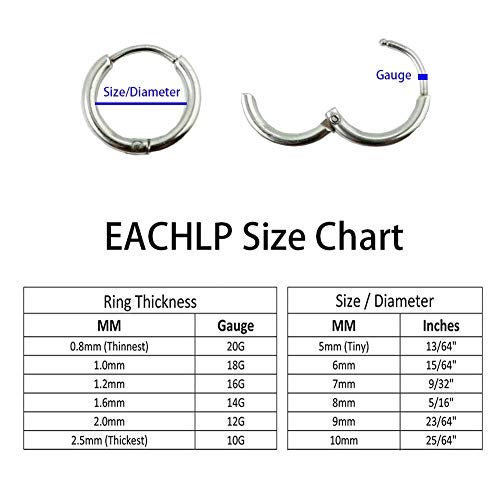 EACHLP 6Pcs 316L Surgical Stainless Steel Small Gold Huggie Hoop Earrings 6mm 8mm 10mm Hypoallergenic Earrings Hoop Cartilage Helix Lobes Hinged Sleeper Earrings for Men Women （6mm 8mm 10mmGold） - Image 5