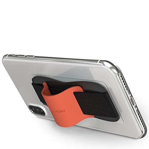 Sinjimoru Phone Grip with Silicone Band – Comfortable One-Hand Holder & Kickstand for Smartphones, Tablets, and eReaders for iPhone, Android, and Kindle Sinji Grip Silicone Clementine - Image 2