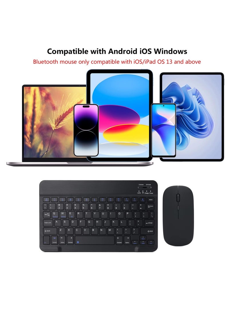 ELTRAZONE ELTERAZONE Rechargeable Bluetooth Keyboard and Mouse Combo Portable Compact Wireless Mouse Keyboard Set for Android Windows Tablet Cell Phone iPhone iPad Pro Air Mini, iPad OS/iOS 13 and above (Black) - Image 2