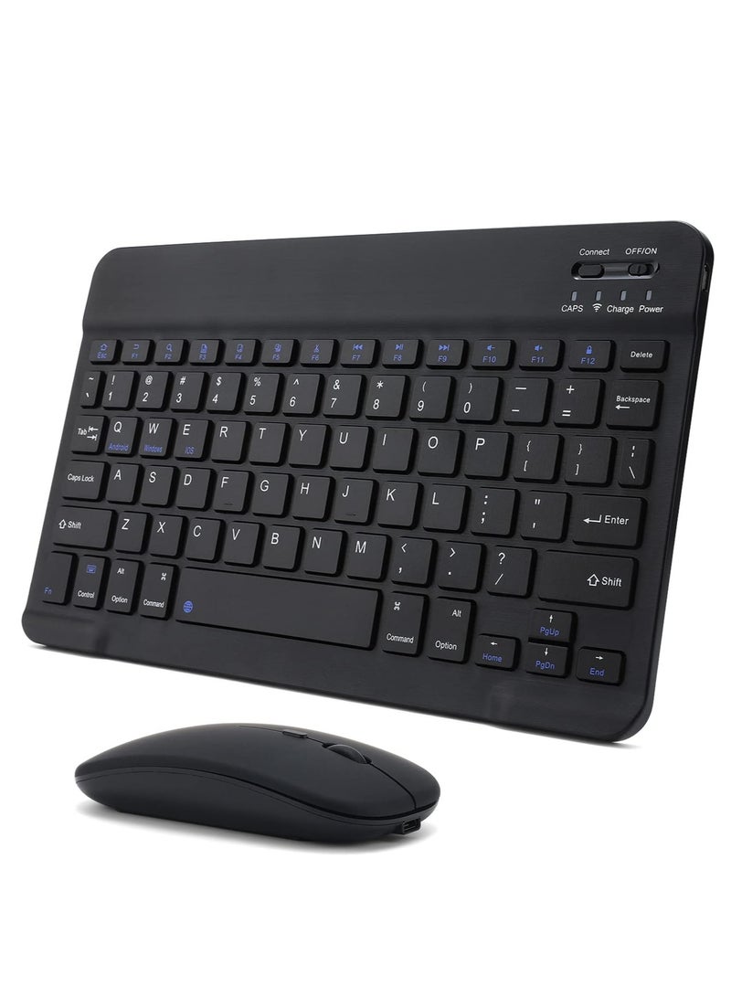ELTRAZONE ELTERAZONE Rechargeable Bluetooth Keyboard and Mouse Combo Portable Compact Wireless Mouse Keyboard Set for Android Windows Tablet Cell Phone iPhone iPad Pro Air Mini, iPad OS/iOS 13 and above (Black) - Image 1