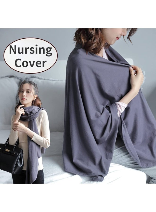 غطاء الرضاعة، منشفة الرضاعة الطبيعية، وشاح تغذية الطفل، غطاء حماية الرضاعة الطبيعية، وشاح الرضاعة الطبيعية الخارجي، تغطية خصوصية 360 درجة، عالمي لجميع المواسم (رمادي) - Image 4