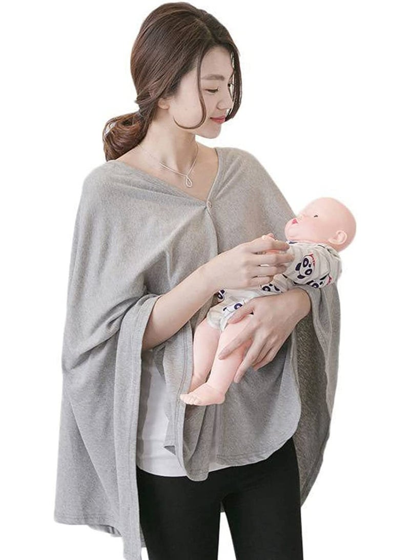 غطاء الرضاعة، منشفة الرضاعة الطبيعية، وشاح تغذية الطفل، غطاء حماية الرضاعة الطبيعية، وشاح الرضاعة الطبيعية الخارجي، تغطية خصوصية 360 درجة، عالمي لجميع المواسم (رمادي) - Image 1