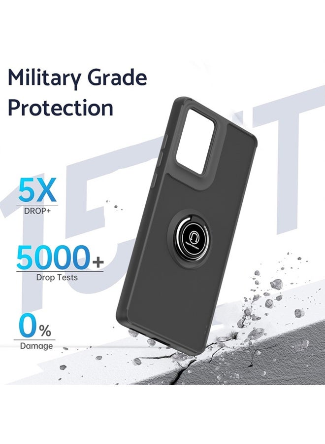 Motorola Edge 50 Fusion Case Cover, 360°Rotating Kickstand Ring + Support Magnetic Car Mount + Slim Thin PC&TPU Shockproof Mobile Phone Case For Motorola Edge 50 Fusion, Black - Image 2