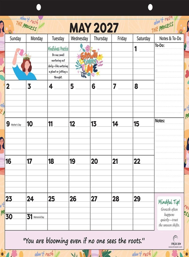 STRIVE ZEN 2026-2027 Magnetic Fridge Calendar - 24-Month Refrigerator Planner, Strong Magnets, Tear-Off Pages, Large Writing Blocks + Notes (January 2026-December 2027) - Image 5