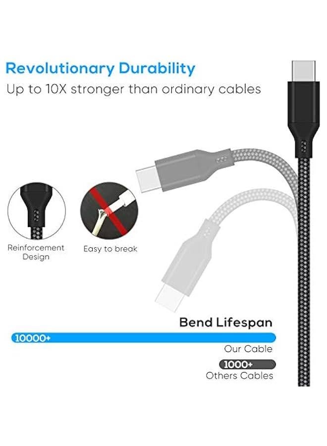 Charger Charging Cable for PS5 Controller, Xbox Series X, Xbox Series S, Nintendo Switch Controller, 2-Pack USB C Cable Nylon Braided Type-C Port Accessory Kit (Black) - Image 5