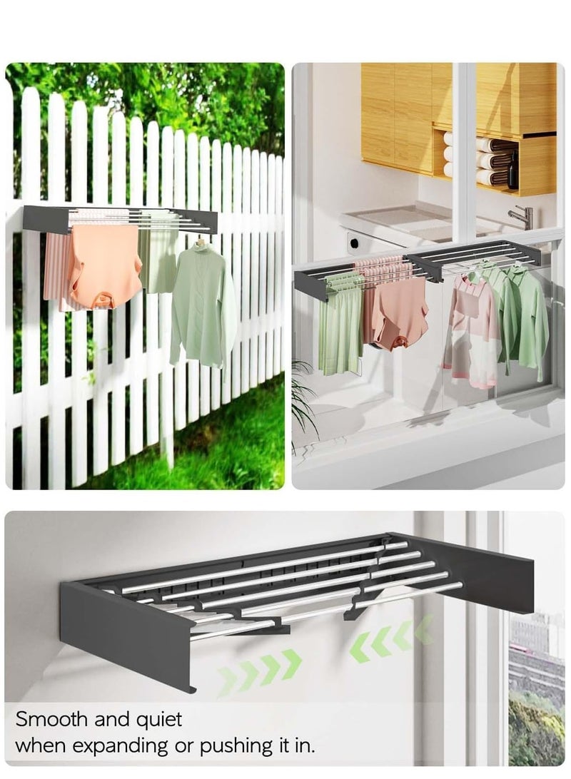 MIXDE Wall Mounted Clothes Drying Rack 31.5 inches,5 RodsFoldable Wall Mount Laundry Drying Rack Folding Indoor, Drying Rack Clothing Collapsible,Towel Drying Rack with Wall Template - Image 4