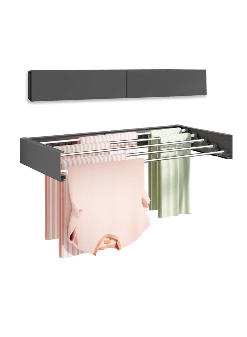 MIXDE Wall Mounted Clothes Drying Rack 31.5 inches,5 RodsFoldable Wall Mount Laundry Drying Rack Folding Indoor, Drying Rack Clothing Collapsible,Towel Drying Rack with Wall Template - Image 1