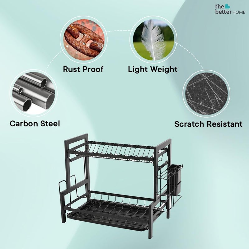 The Better Home Free Mounting Dish Rack Stackable Kitchen Basket for Storage Carbon Steel Collapsible Foldable Basket for Fruits and Vegetables RustResistant Unbreakable Dish Rack 2 Layer - Image 2