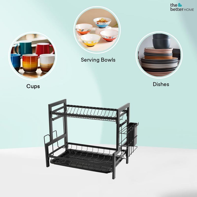 The Better Home Free Mounting Dish Rack Stackable Kitchen Basket for Storage Carbon Steel Collapsible Foldable Basket for Fruits and Vegetables RustResistant Unbreakable Dish Rack 2 Layer - Image 4