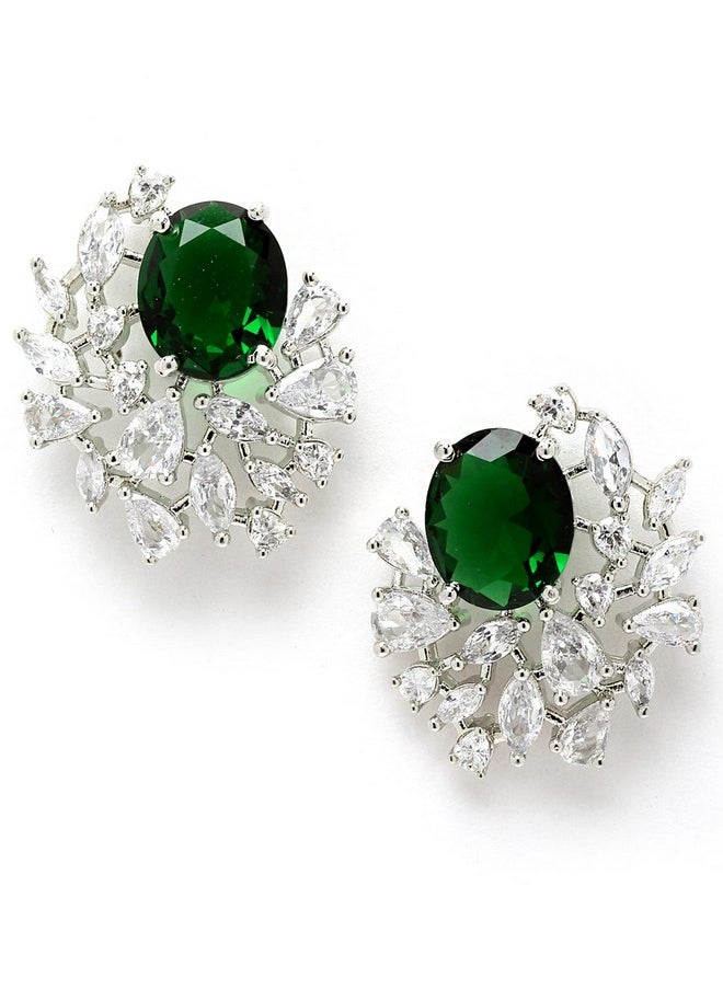 Karatcart Women Green American Diamond Stud Earrings - pzsku/ZF3555356D7FFF8A2431AZ/45/_/1737721116/40fd2aef-3655-4914-9dc5-50779bee2375