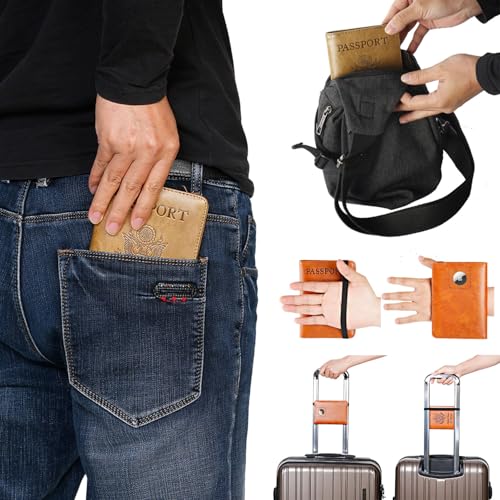 PASCACOO Airtag Passport Holder Cover Wallet Travel Essentials RFID Blocking Leather Card Case International Must Haves Travel Accessories for Women Men(119#Blue) - Image 5