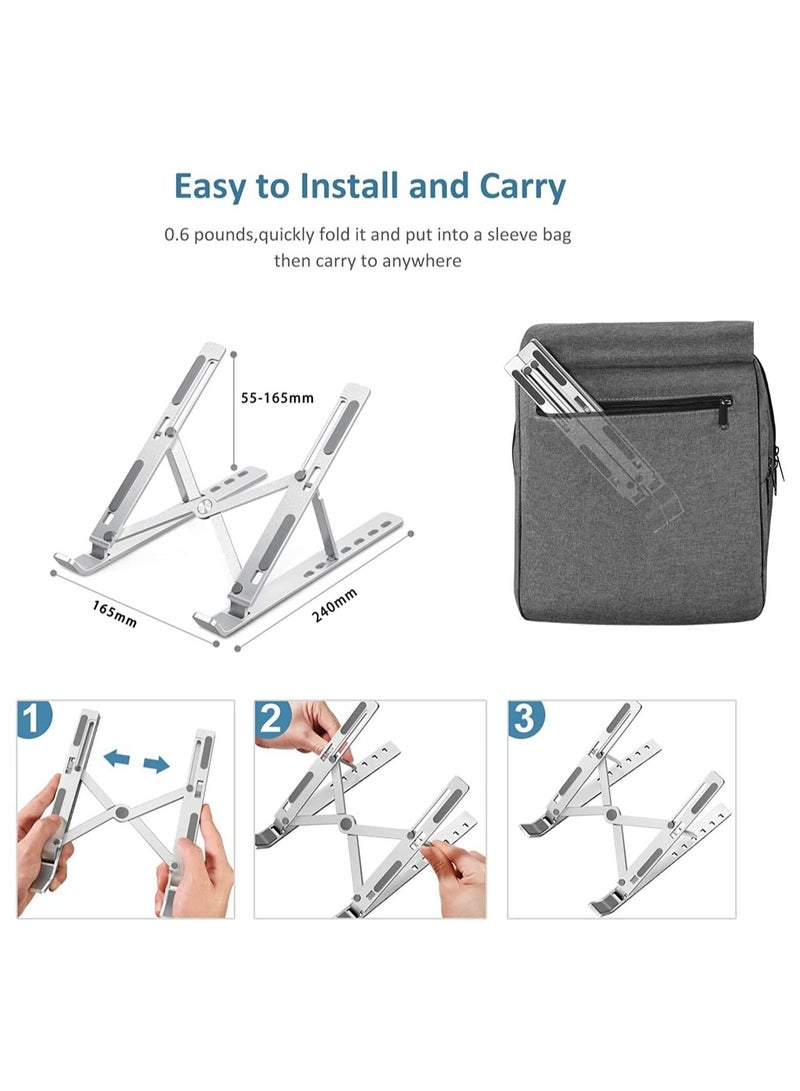 ELTRAZONE Adjustable Laptop Stand, Portable Aluminium Laptop Riser Laptop Holder for Desk, Foldable Ventilated Cooling Computer Support Stand for Apple MacBook Pro/Air, HP, Sony, Dell - Image 4