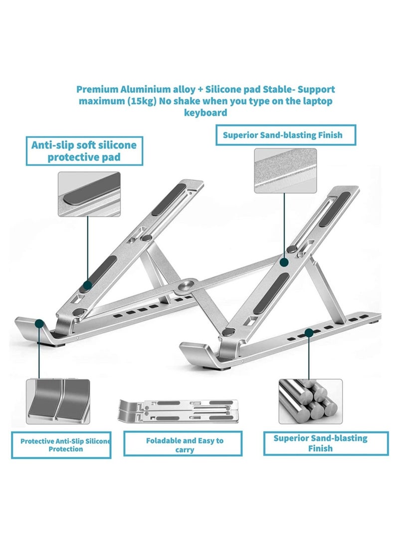 ELTRAZONE Adjustable Laptop Stand, Portable Aluminium Laptop Riser Laptop Holder for Desk, Foldable Ventilated Cooling Computer Support Stand for Apple MacBook Pro/Air, HP, Sony, Dell - Image 3