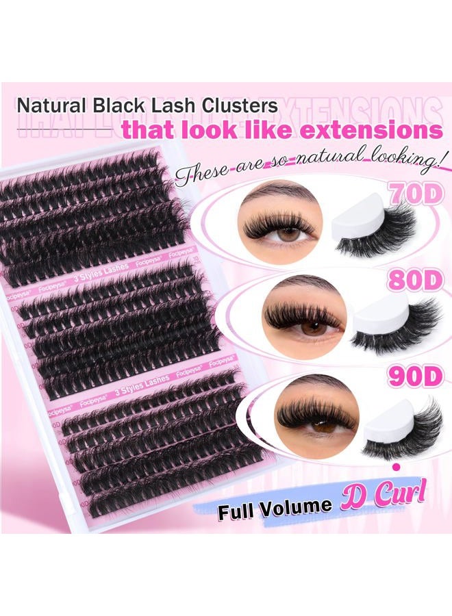 Focipeysa Fluffy Lash Extension Mink Thick Cluster Eyelash Extensions 10-18mm Lash Clusters Individual Lash Extensions DIY Clusters Lashes Extension at Home by Focipeysa (300pcs-70P+80P+90P 10-18mm) - Image 3