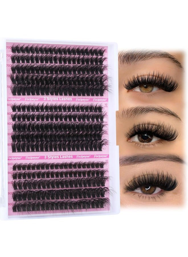 Focipeysa Fluffy Lash Extension Mink Thick Cluster Eyelash Extensions 10-18mm Lash Clusters Individual Lash Extensions DIY Clusters Lashes Extension at Home by Focipeysa (300pcs-70P+80P+90P 10-18mm) - Image 1