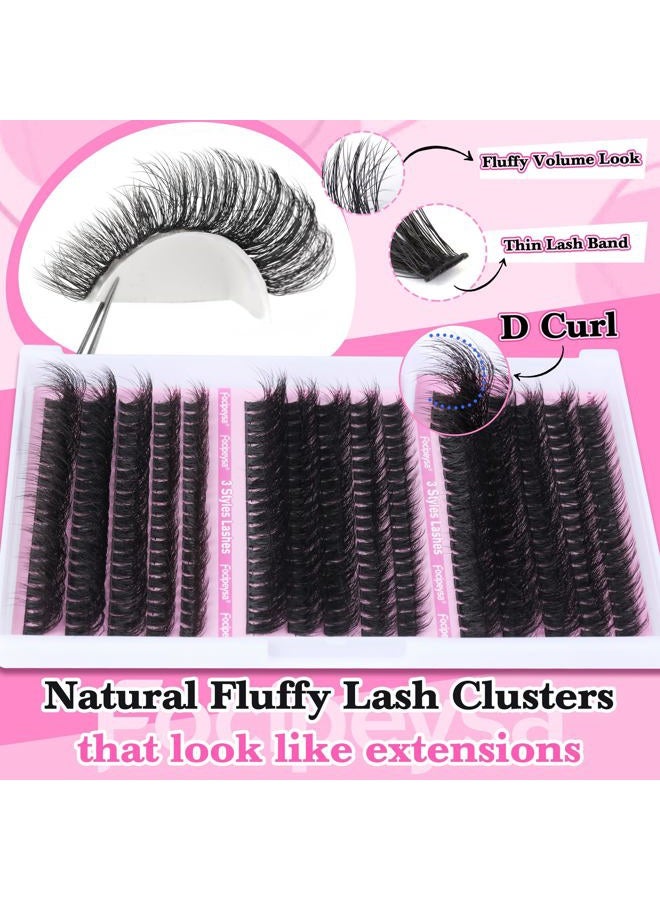 Focipeysa Fluffy Lash Extension Mink Thick Cluster Eyelash Extensions 10-18mm Lash Clusters Individual Lash Extensions DIY Clusters Lashes Extension at Home by Focipeysa (300pcs-70P+80P+90P 10-18mm) - Image 5