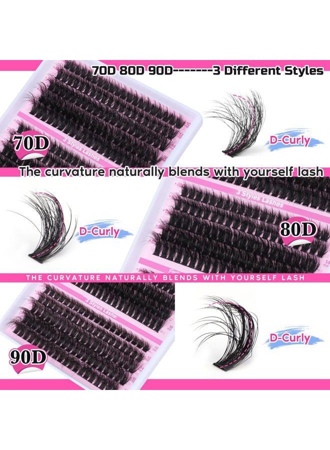 Focipeysa Fluffy Lash Extension Mink Thick Cluster Eyelash Extensions 10-18mm Lash Clusters Individual Lash Extensions DIY Clusters Lashes Extension at Home by Focipeysa (300pcs-70P+80P+90P 10-18mm) - Image 4