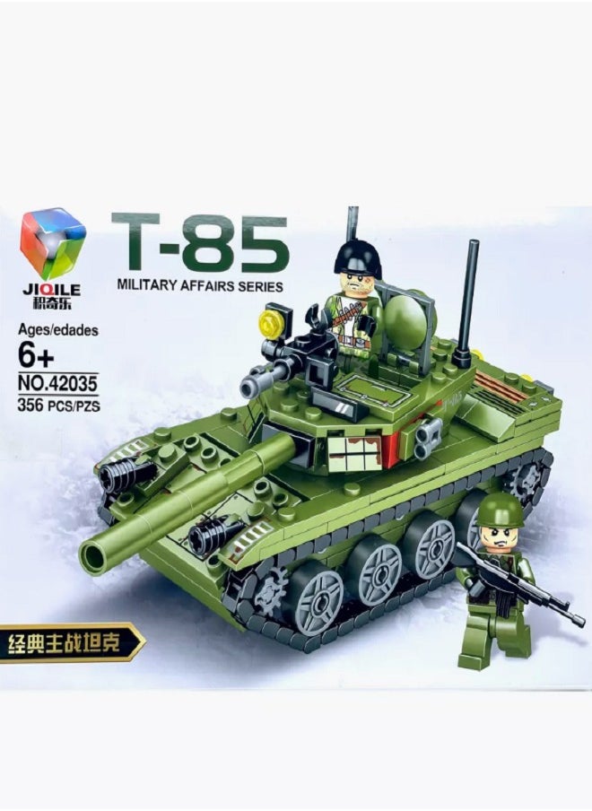 Blocks Tank building blocks assembly . Chip toy boy 6 years old tank military children toy with 2 special soldier. from 6+ year old gift for child's birthday gift and building blocks fans. (356 Pcs)  - Image 1