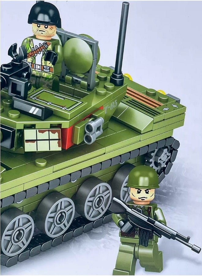 Blocks Tank building blocks assembly . Chip toy boy 6 years old tank military children toy with 2 special soldier. from 6+ year old gift for child's birthday gift and building blocks fans. (356 Pcs)  - Image 2