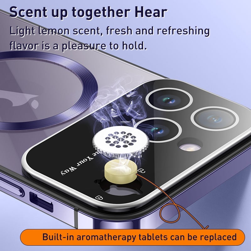 erorex For Iphone 14 Pro Max Aromatherapy Magsafe Magnetic Phone Case(Starlight Silver) - Image 2