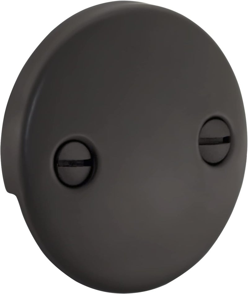 LOWCUS 2 Hole Bathtub Overflow Plate, 3-3/16 Inches Diameter, Oil Rubbed Bronze - Image 1