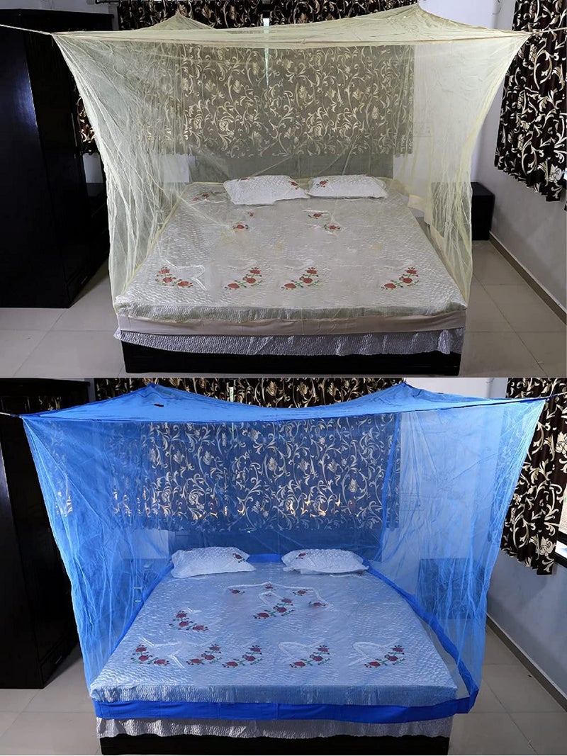 Neekshaa Combo Pack Mosquito Net for Double Bed Polyester Mosquito Net for Baby | Bedroom | Family_Size-6x6 FT_Color-Yellow,Blue - Image 1