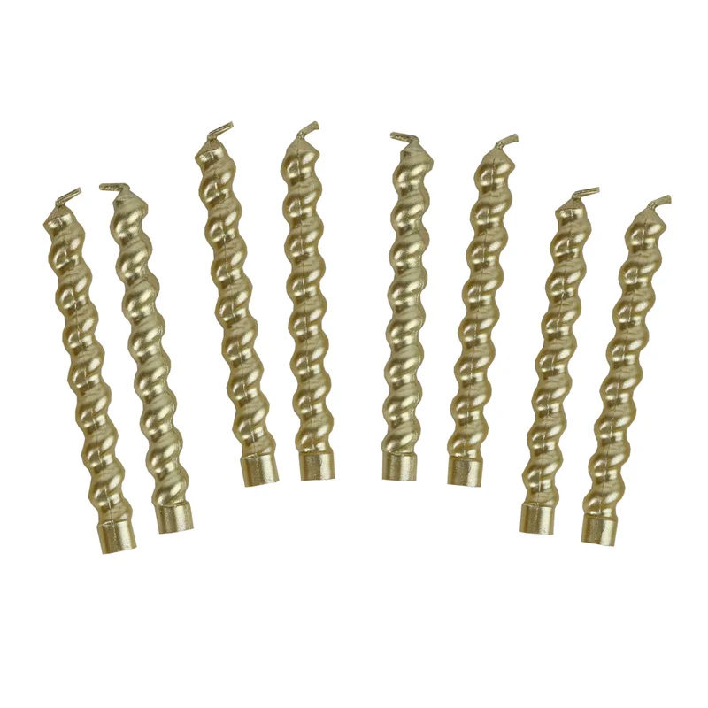 Talking Tables Luxe, Twirl Candles, Gold, 8Pk