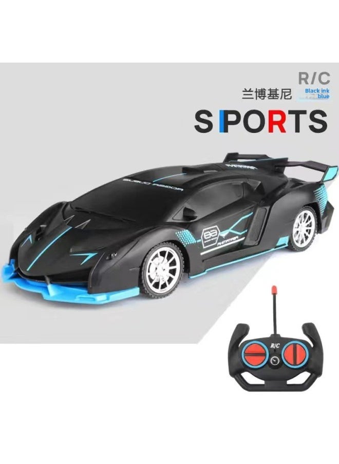 Remote Control Car Rechargeable High-speed Electric Remote Control Car Drift Sports Car Four-way Racing Children Boy Toy-Color:2024 Popular Racing Car-lambo Black Dyeing Blue [gift Box]-Scale:2-pack Special Charging Set + Remote Control [no Remote Control Battery Included]  - Image 1