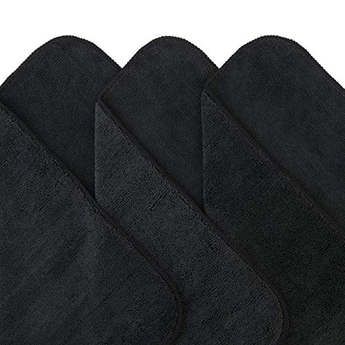 POLYTE Premium Microfiber Cleaning Towel,16 x 16 in, 12 Pack (Black) - Image 2