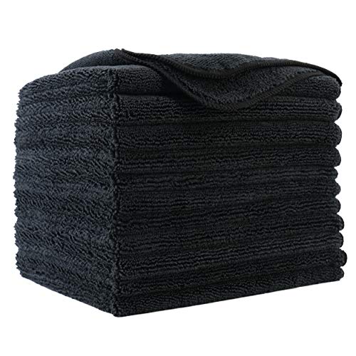 POLYTE Premium Microfiber Cleaning Towel,16 x 16 in, 12 Pack (Black) - Image 1