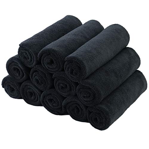 POLYTE Premium Microfiber Cleaning Towel,16 x 16 in, 12 Pack (Black) - Image 5