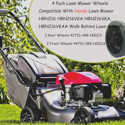KMHGD 4 Pack Lawn Mower Wheels, Compatible With Honda HRN216 HRN216VKA HRN216VKA, HRN216VKAA Walk Behind Lawn Mower, 2 Rear Wheels 42710-VR8-N00ZA, 2 Front Drive Wheels 44710-VR8-N00ZA, 5 Years Warranty - Image 3
