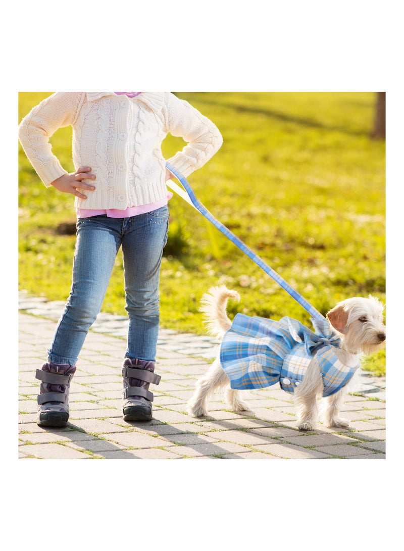 SYOSI 4 Pcs Plaid Dog Dress Bow Tie Harness Leash Set Harness Dress for Small Dogs Cute Dog Pet Girl Puppy Summer Clothes for Female Summer Bunny Rabbit Clothes Yorkie Chihuahua Training Walking (S) - Image 4