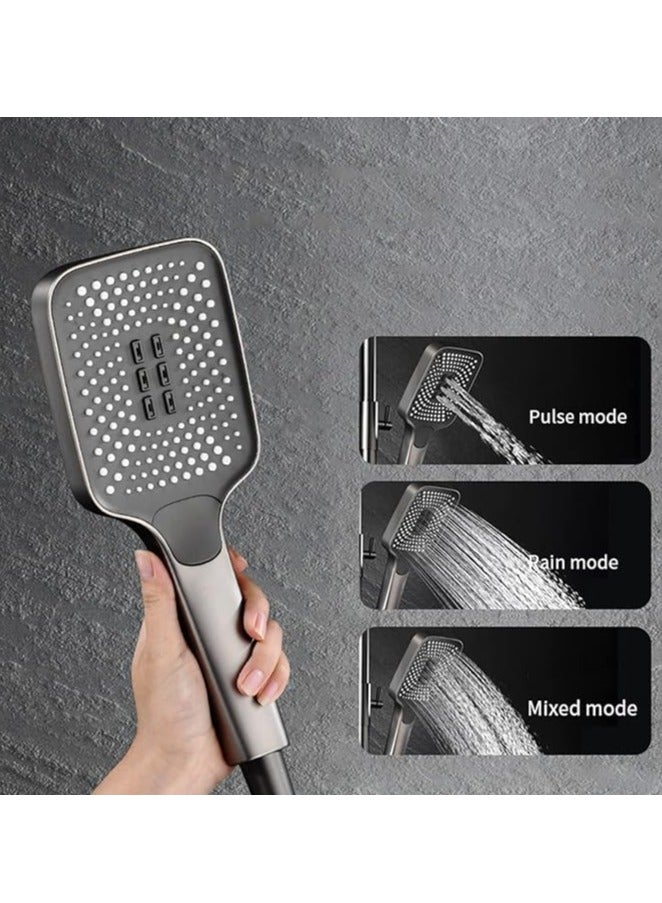 NOVEX مجموعة صنبور الدش الرئيسية بلون رمادي مسدس مع شاشة رقمية، نظام دش مطري بأربعة وظائف، مجموعة صنبور حوض نحاسي مع دش يدوي بثلاثة أوضاع ورشاش بيديت - Image 4