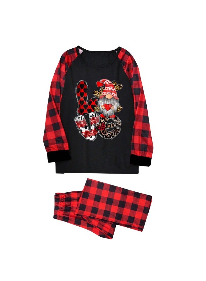 Women's Spring And Autum Long-sleeved Two-piece Outerwear Cartoon Outerwear Top + Plaid Pants Home Wear Two Pieces