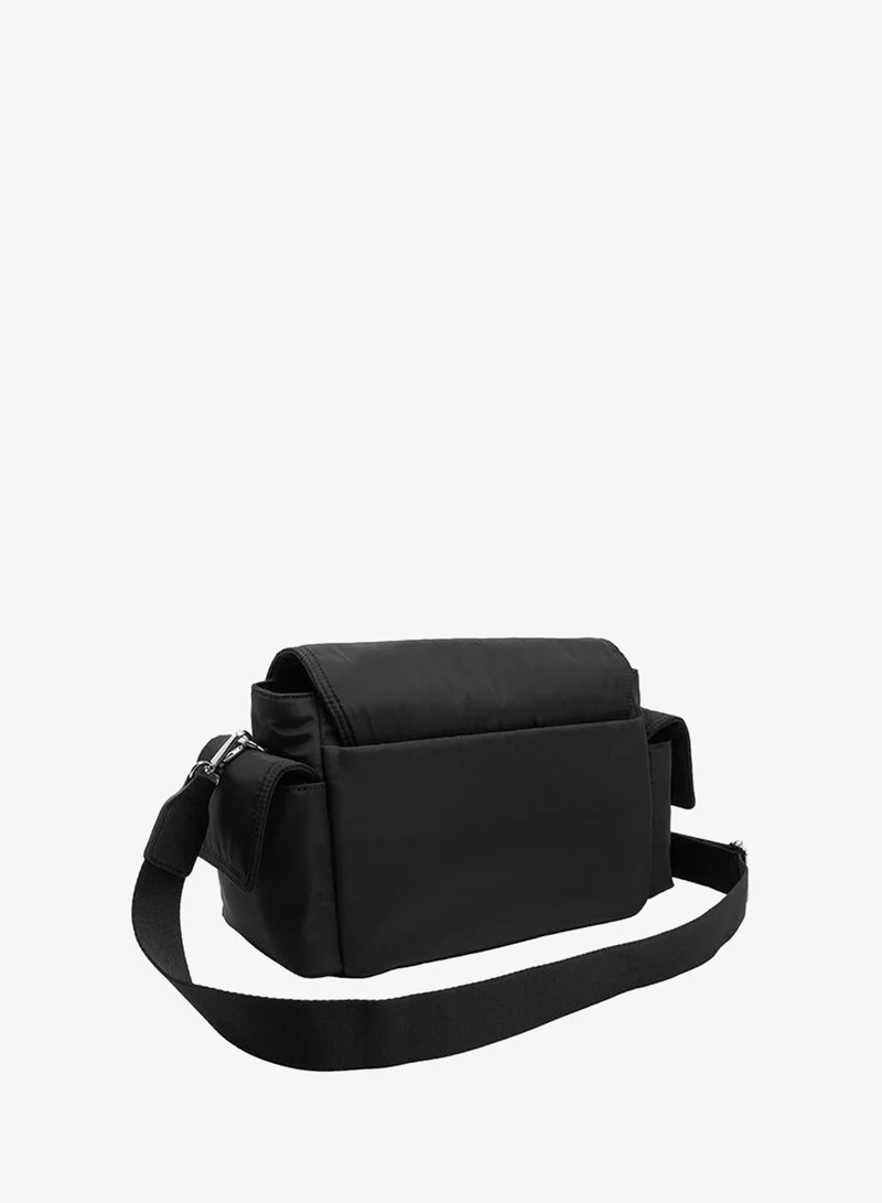 Parfois Black Nylon Crossbody Bag With Flap for Women | Best Price UAE