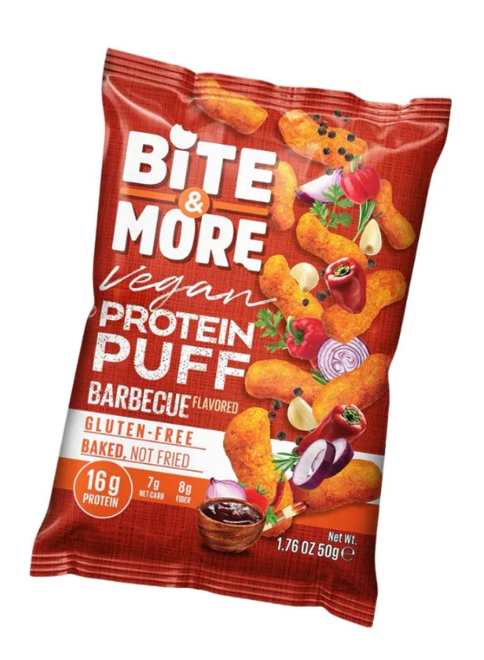 Vegan Protein Puffs Barbecue Flavor 50g – Gluten-Free Plant-Based Snack with 16g Protein