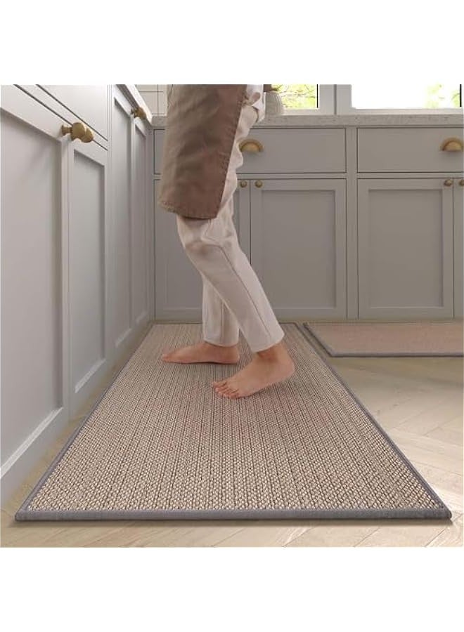 TRASSLE 2 PCS Kitchen Rugs and Mats, Rugs and Mats Washable Non-Skid Natural Rubber Runner Rugs Set for Kitchen Floor Front of Sink, Hallway, Laundry Room  - Image 1