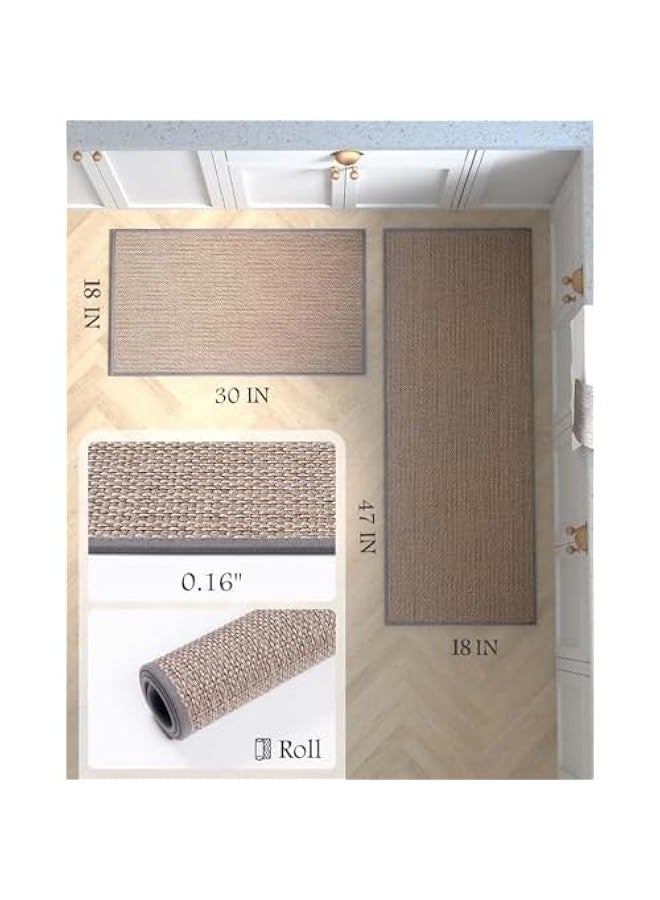 TRASSLE 2 PCS Kitchen Rugs and Mats, Rugs and Mats Washable Non-Skid Natural Rubber Runner Rugs Set for Kitchen Floor Front of Sink, Hallway, Laundry Room  - Image 2