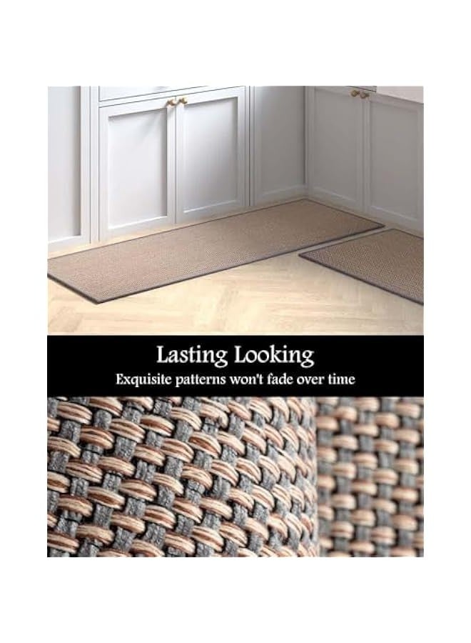TRASSLE 2 PCS Kitchen Rugs and Mats, Rugs and Mats Washable Non-Skid Natural Rubber Runner Rugs Set for Kitchen Floor Front of Sink, Hallway, Laundry Room  - Image 3