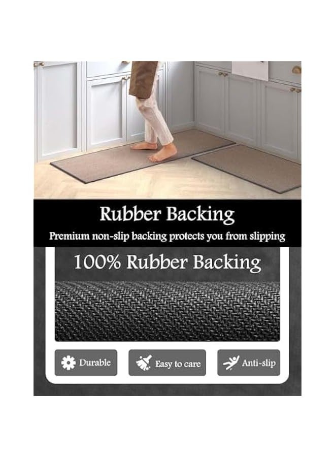 TRASSLE 2 PCS Kitchen Rugs and Mats, Rugs and Mats Washable Non-Skid Natural Rubber Runner Rugs Set for Kitchen Floor Front of Sink, Hallway, Laundry Room  - Image 5